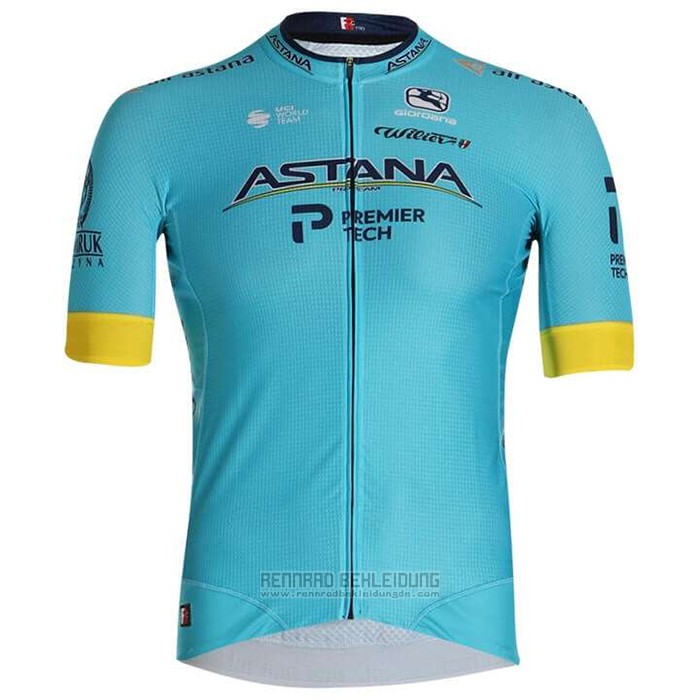 2020 Fahrradbekleidung Astana Gelb Blau Trikot Kurzarm und Tragerhose